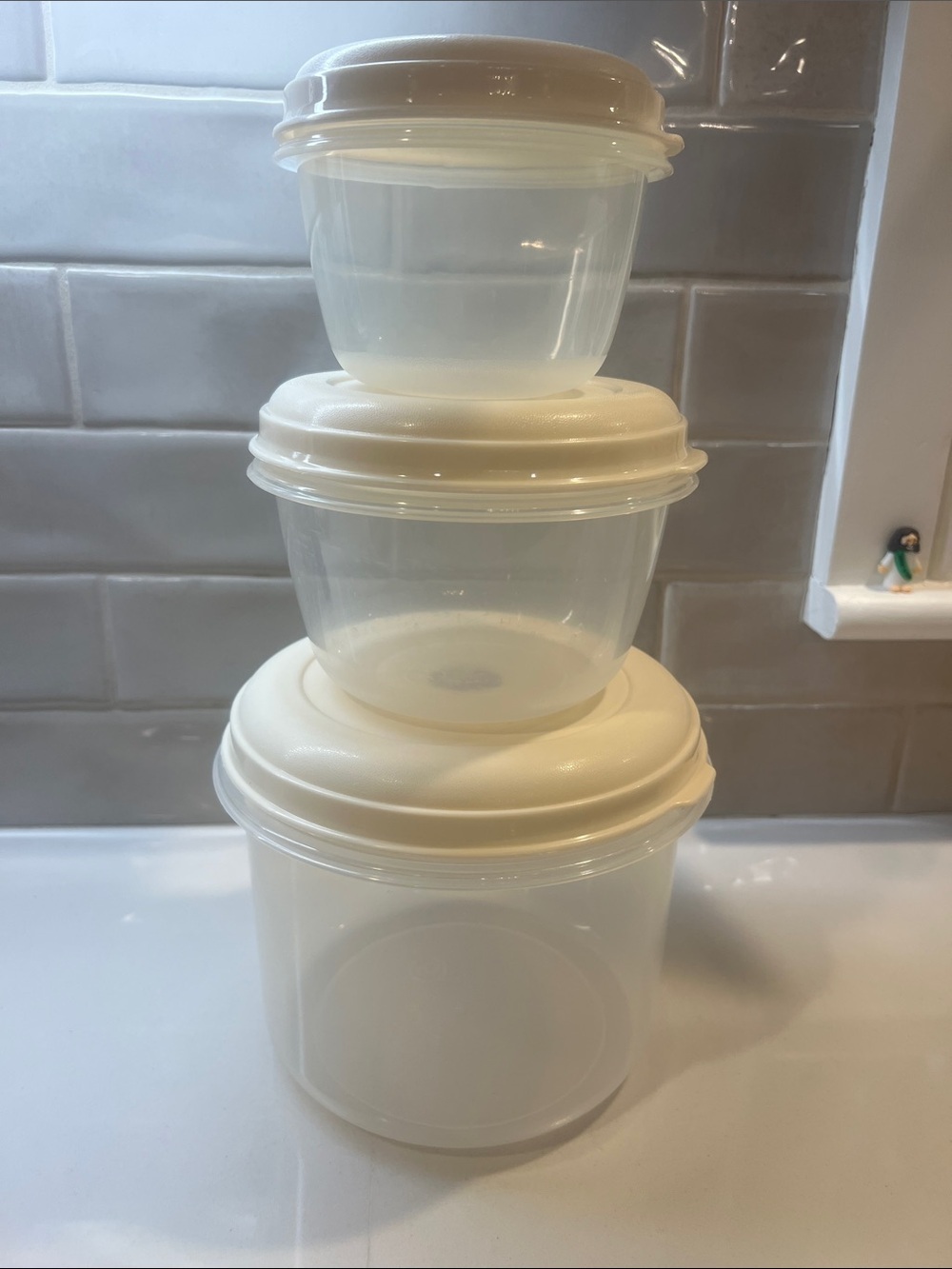 Rubbermaid Vintage 80's Cream Stackable Food Storage Container Set with Lids